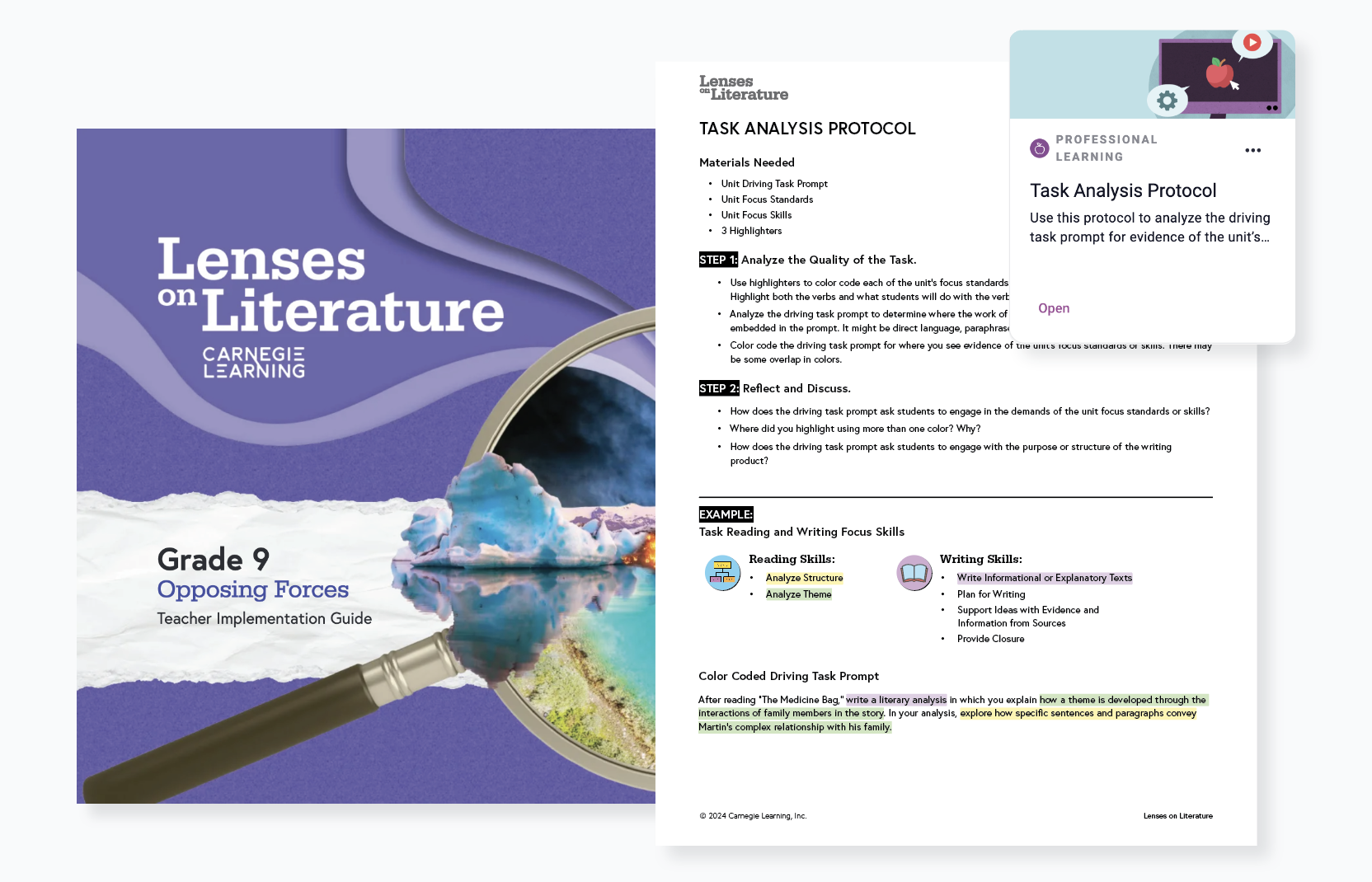 Lenses on Literature Teacher Implementation Guide with embedded professional development for ELA teachers.